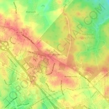 Mappa topografica Forest I At Harbison, altitudine, rilievo