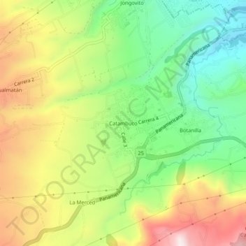 Mappa topografica Catambuco, altitudine, rilievo