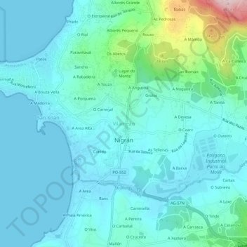 Mappa topografica Vilameán, altitudine, rilievo