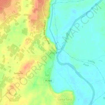 Mappa topografica Cerezal, altitudine, rilievo