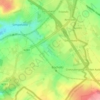 Mappa topografica Prickart, altitudine, rilievo
