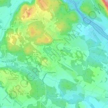 Mappa topografica Creys, altitudine, rilievo