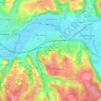 Mappa topografica La Croix Bertrix, altitudine, rilievo