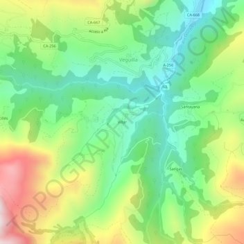 Mappa topografica Villar, altitudine, rilievo