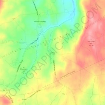 Mappa topografica Amity, altitudine, rilievo