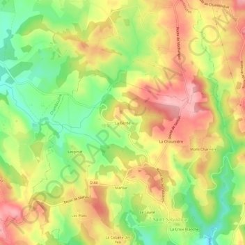 Mappa topografica La Gente, altitudine, rilievo