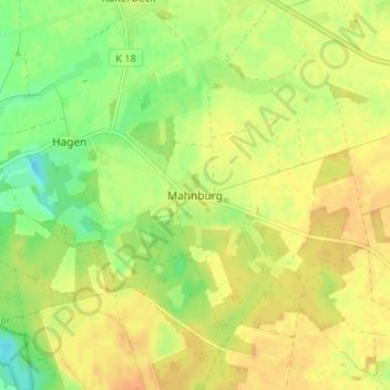 Mappa topografica Mahnburg, altitudine, rilievo
