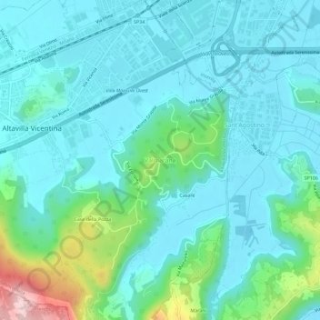 Mappa topografica Valmarana, altitudine, rilievo