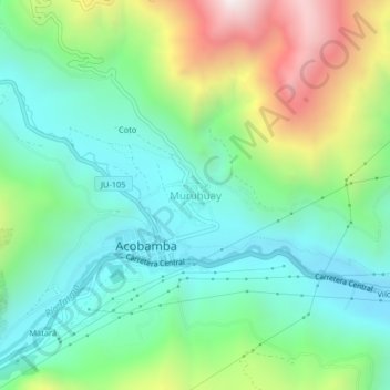 Mappa topografica Muruhuay, altitudine, rilievo