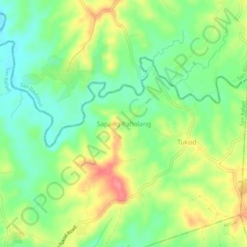 Mappa topografica Sapang Pahalang, altitudine, rilievo