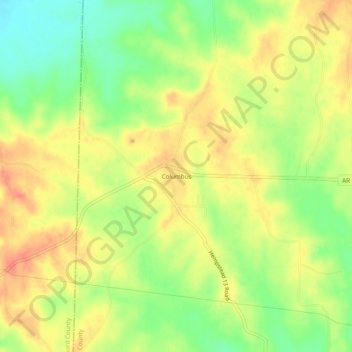 Mappa topografica Columbus, altitudine, rilievo