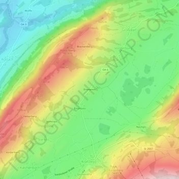Mappa topografica Emmereis, altitudine, rilievo