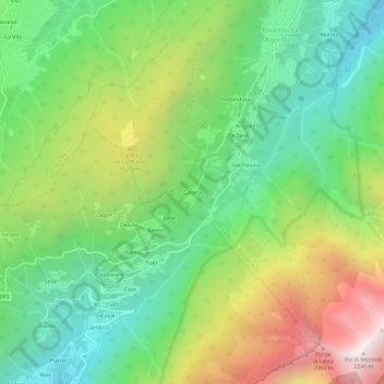 Mappa topografica Casera, altitudine, rilievo