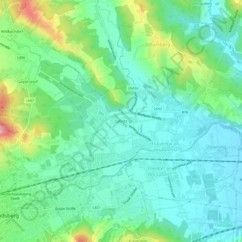 Mappa topografica Laßnitz, altitudine, rilievo