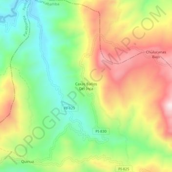 Mappa topografica Caxas Baños Del Inca, altitudine, rilievo