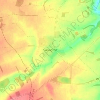 Mappa topografica Skillington, altitudine, rilievo