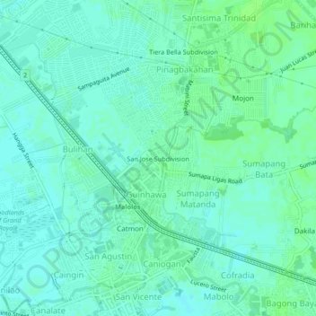 Mappa topografica San Jose Subdivision, altitudine, rilievo