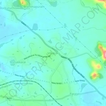 Mappa topografica Villukuri, altitudine, rilievo