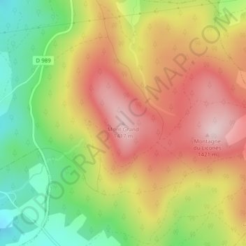 Mappa topografica Mont Grand, altitudine, rilievo