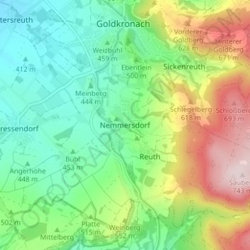 Mappa topografica Nemmersdorf, altitudine, rilievo