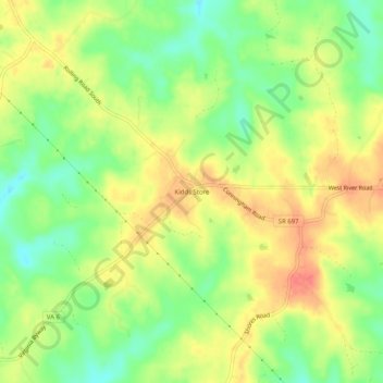 Mappa topografica Kidds Store, altitudine, rilievo