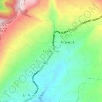 Mappa topografica La Veintidos, altitudine, rilievo