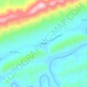 Mappa topografica McCorkle, altitudine, rilievo