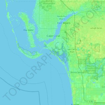 Mappa topografica San Carlos Island, altitudine, rilievo