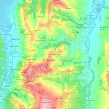 Mappa topografica Monteveneroso, altitudine, rilievo