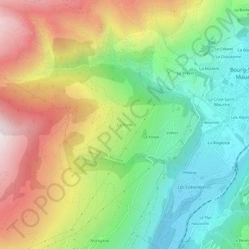 Mappa topografica La Thuile, altitudine, rilievo