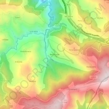 Mappa topografica Barxamaior, altitudine, rilievo