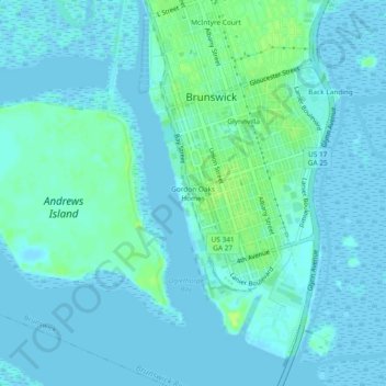Mappa topografica Gordon Oaks Homes, altitudine, rilievo