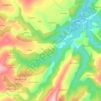 Mappa topografica Serrón, altitudine, rilievo