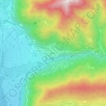 Mappa topografica Gavín, altitudine, rilievo