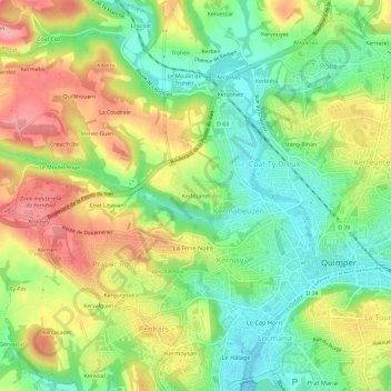 Mappa topografica Kerlézanet, altitudine, rilievo