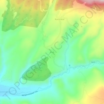 Mappa topografica Arak, altitudine, rilievo