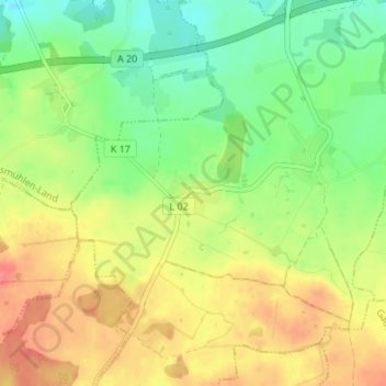 Mappa topografica Hanshagen, altitudine, rilievo