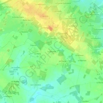 Mappa topografica La Périnière, altitudine, rilievo