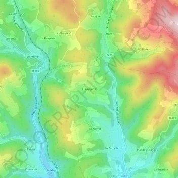 Mappa topografica Claveisette, altitudine, rilievo