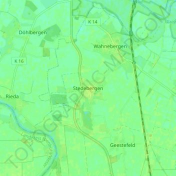 Mappa topografica Stedebergen, altitudine, rilievo