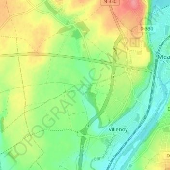 Mappa topografica Rutel, altitudine, rilievo