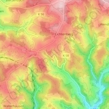 Mappa topografica Frankenthal, altitudine, rilievo