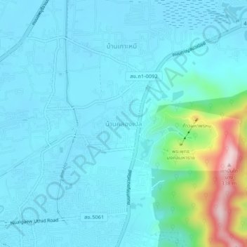 Mappa topografica Ban Khlong Ple, altitudine, rilievo