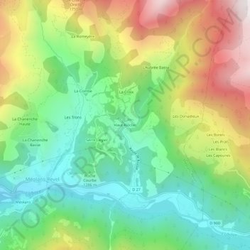 Mappa topografica Haut Rioclar, altitudine, rilievo