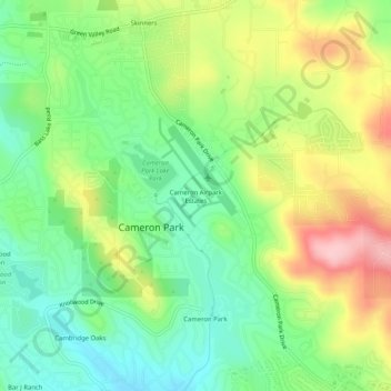 Mappa topografica Cameron Airpark Estates, altitudine, rilievo