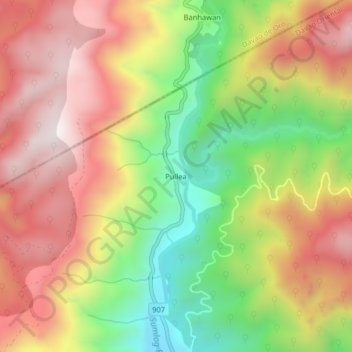 Mappa topografica Pullea, altitudine, rilievo