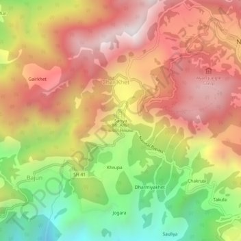 Mappa topografica Sariya, altitudine, rilievo