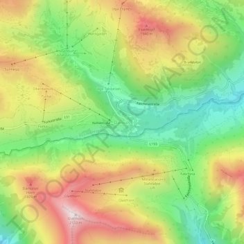 Mappa topografica Damüls, altitudine, rilievo