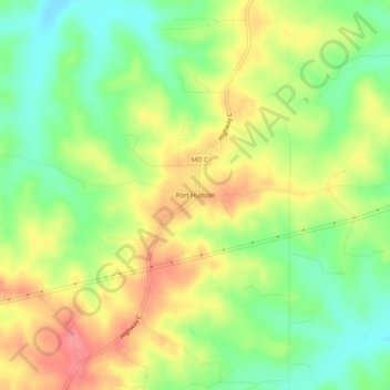 Mappa topografica Port Hudson, altitudine, rilievo