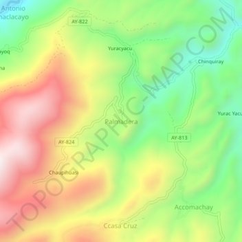 Mappa topografica Palmadera, altitudine, rilievo